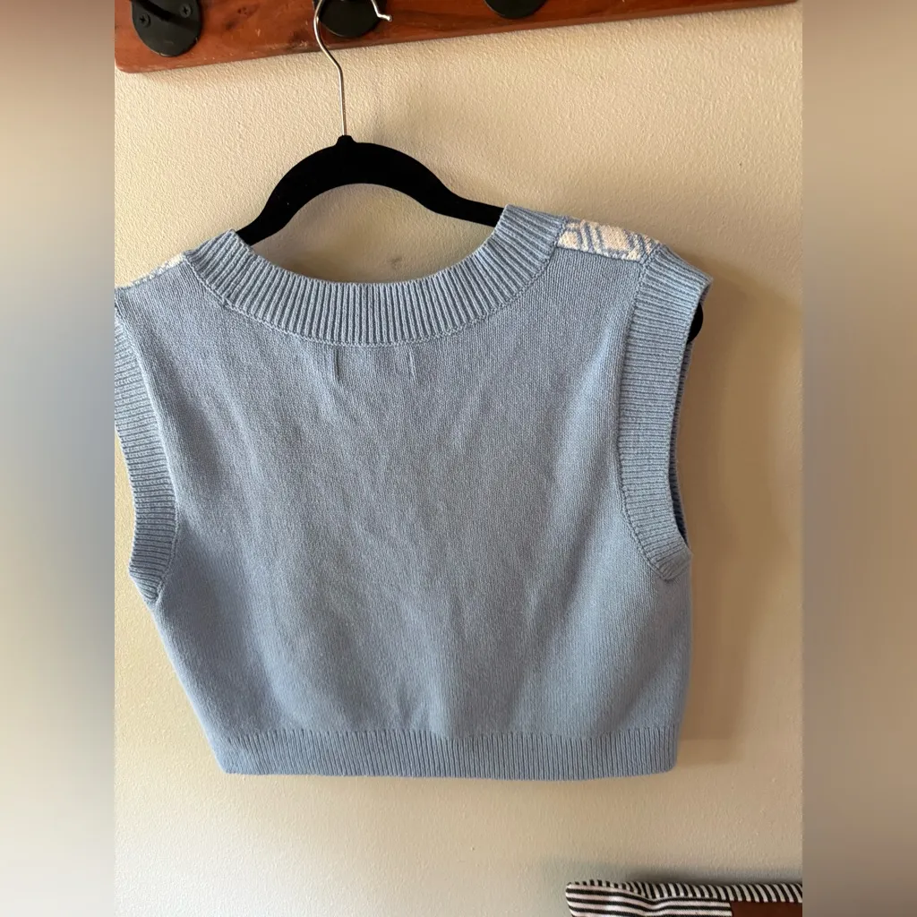 Hollister California Blue And White Sweater V-Neck Vest XS NWOT - Image 13