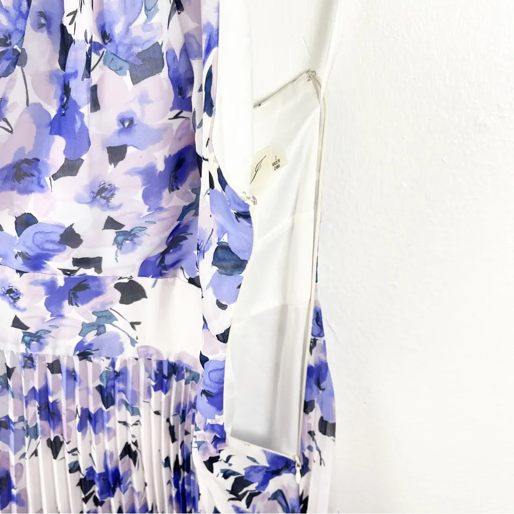 ELIZA J Chiffon Floral Print Halter Tie Pleated Maxi Dress, Size 2 - Image 10