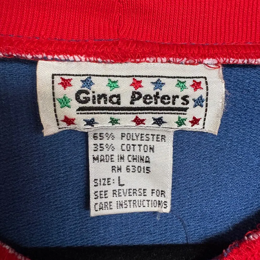 Vintage 90s Nautical Patriotic Mockneck Sweatshirt Fourth of July Lake Large - Image 7