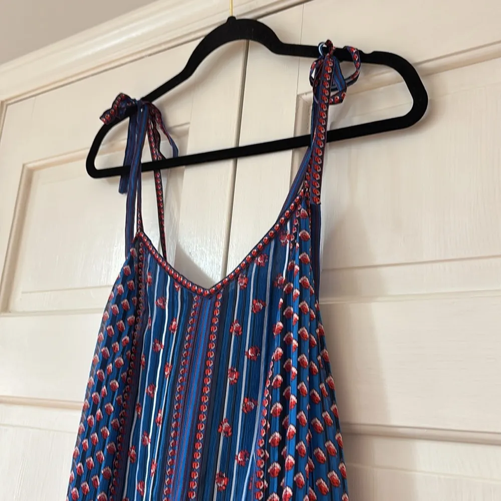 ULLA JOHNSON‎ Cerulean Talin Silk Pleated Strappy Voile Dress Size 0 XS Floral - Image 4