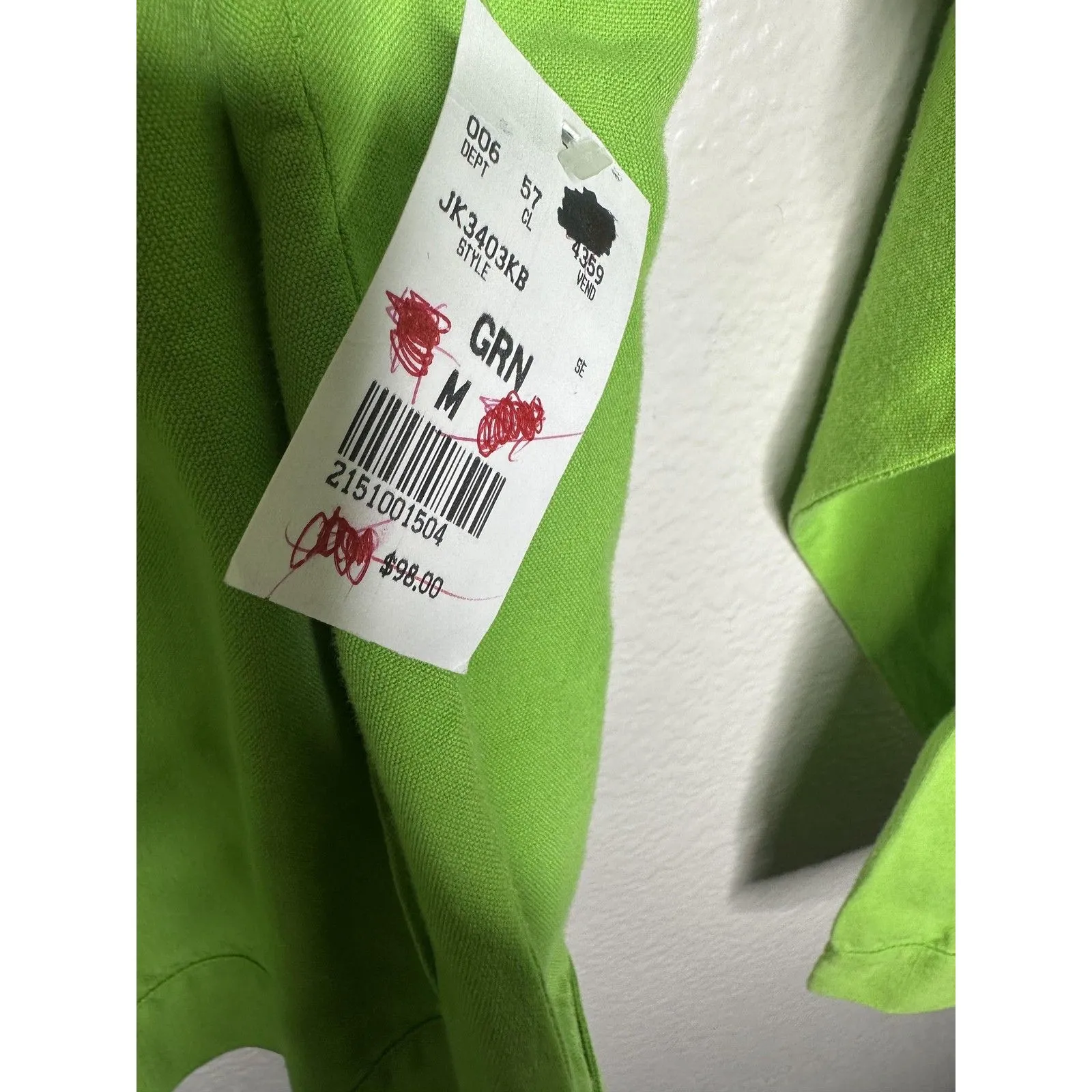 NEW Casey Coleman Jacket Womens Medium Green Linen Embroidered Pineapple Sequin - Image 6