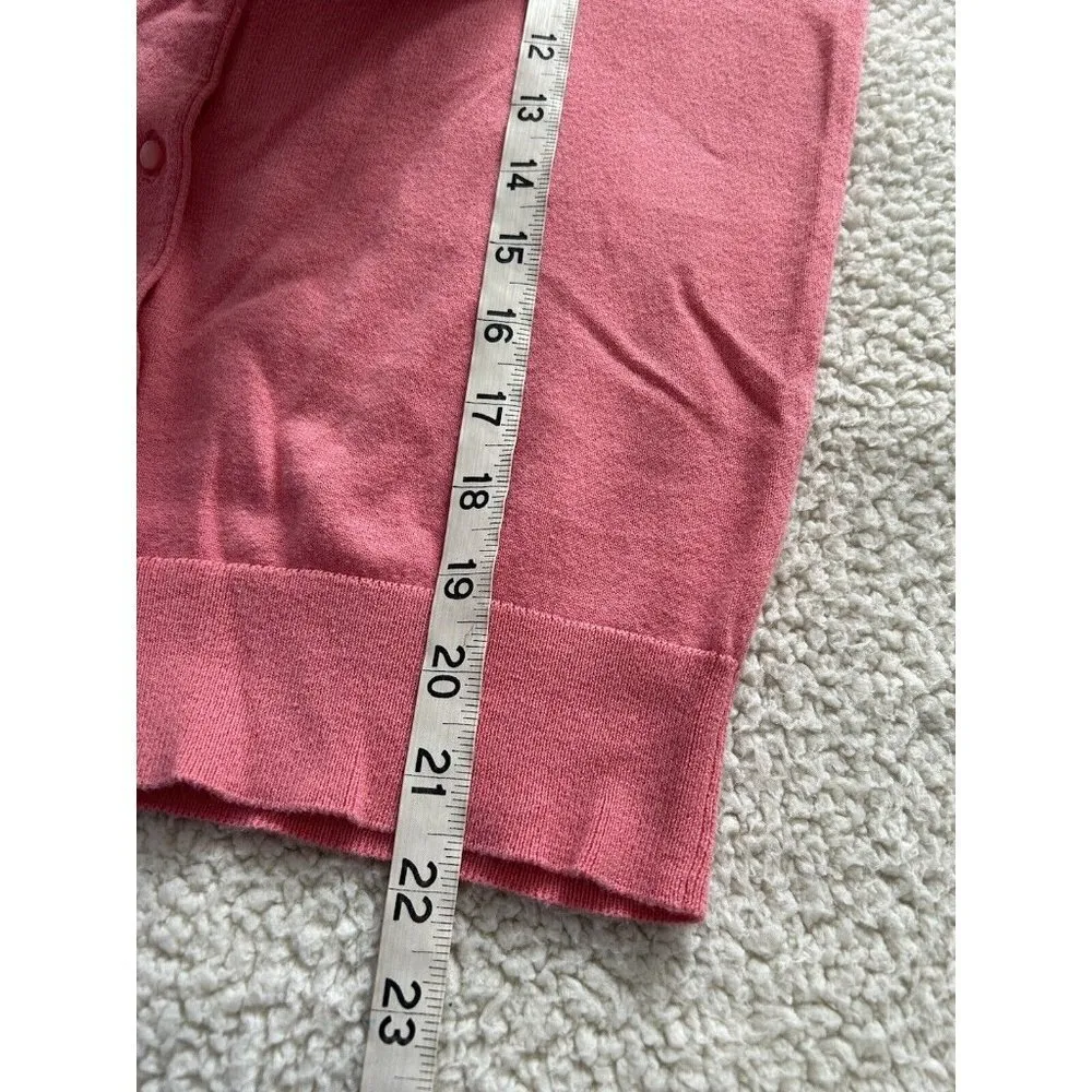 LOFT Ann Taylor  Short Sleeve Round Neck Button Down Knit Top Pink Sz XS - Image 6