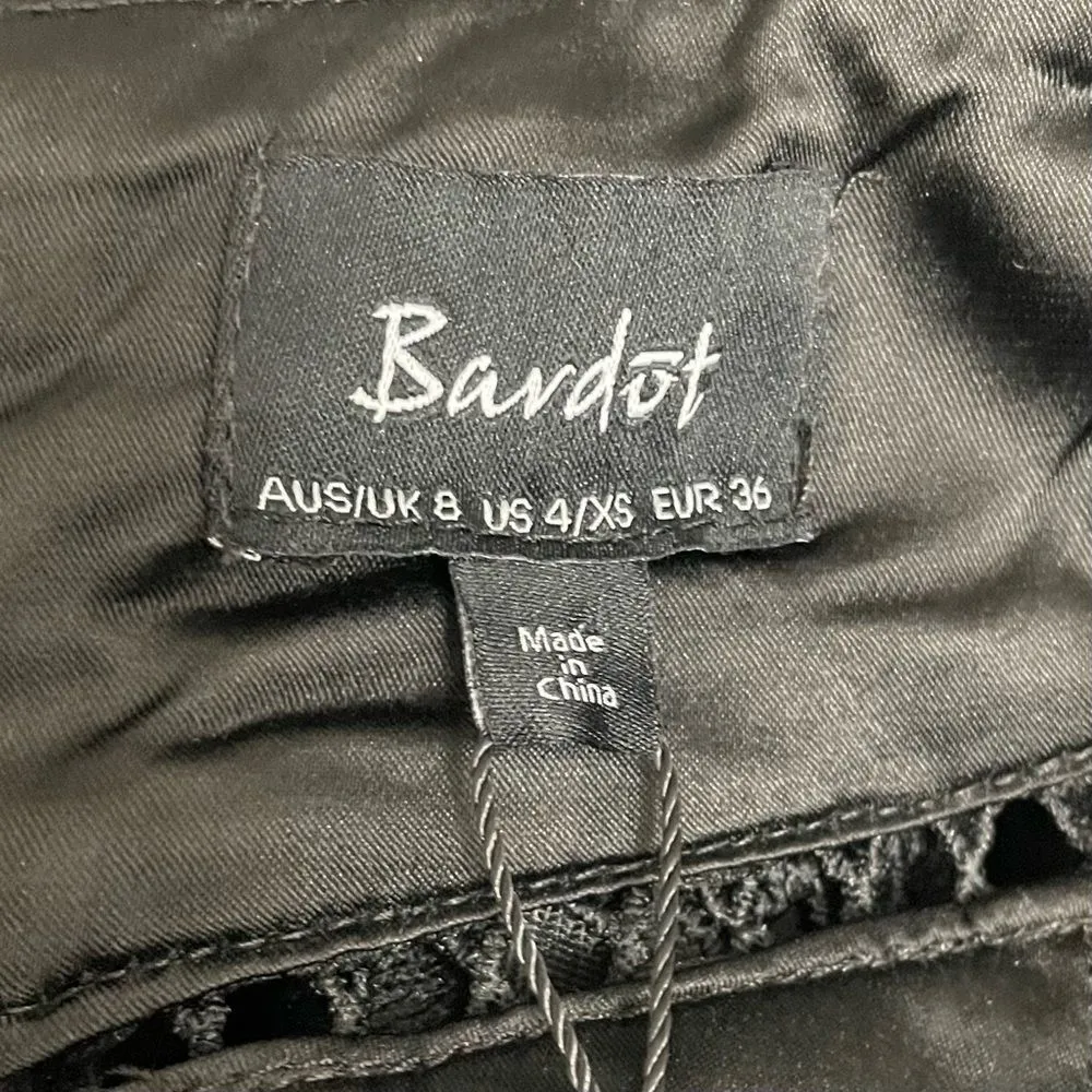 NWT Bardot Lola Black Lace Midi Slip Dress Cocktail Party Women's Size 4 | XS - Image 12