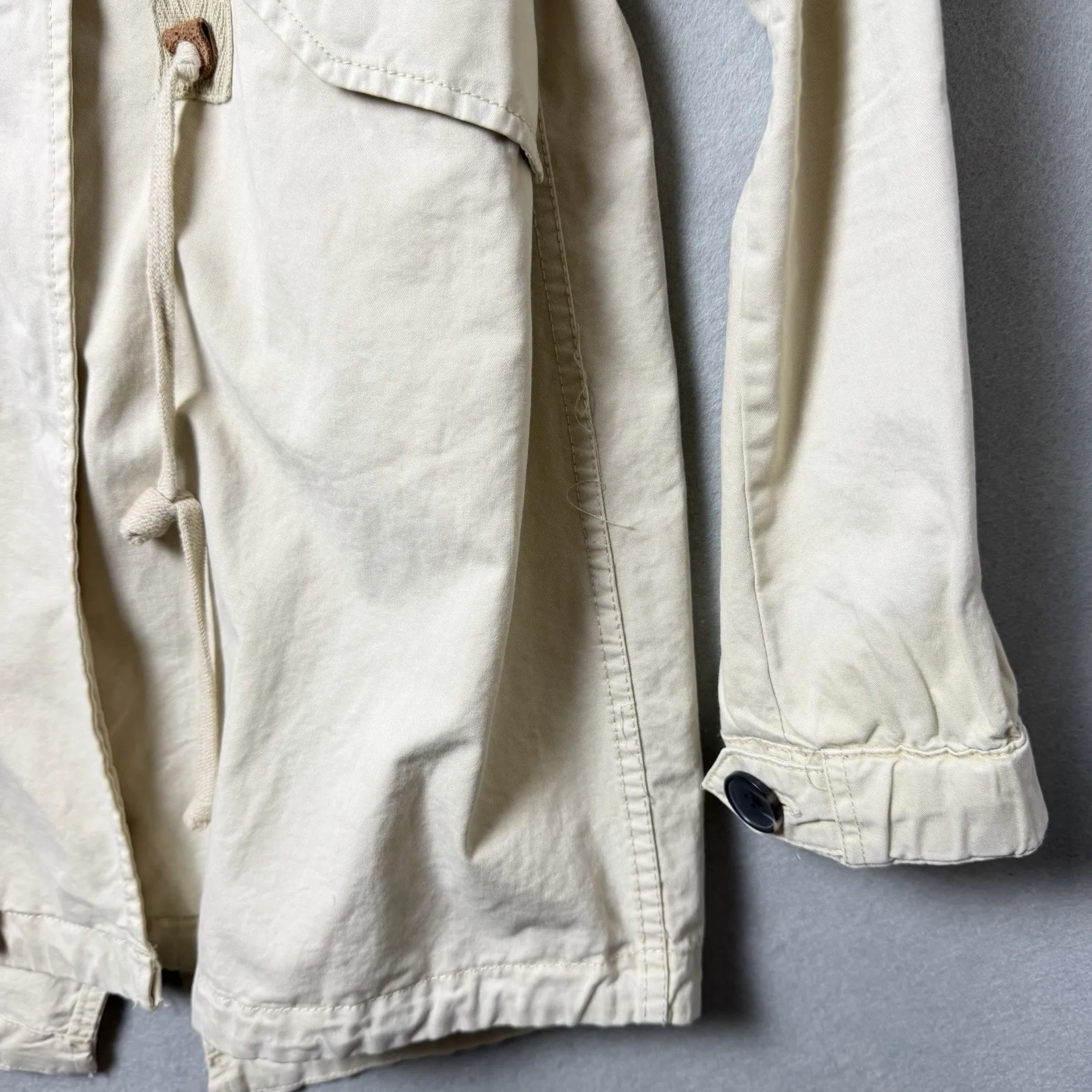 Bershka Cream Utility Trench Coat Jacket Arm Patches Womens US Size XS - Image 4