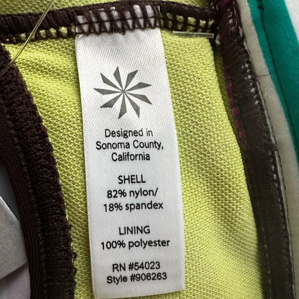 NEW Athleta Swim Skirt Brown Green Stripe Mini Medium Beach Cruise Resortwear - Image 7