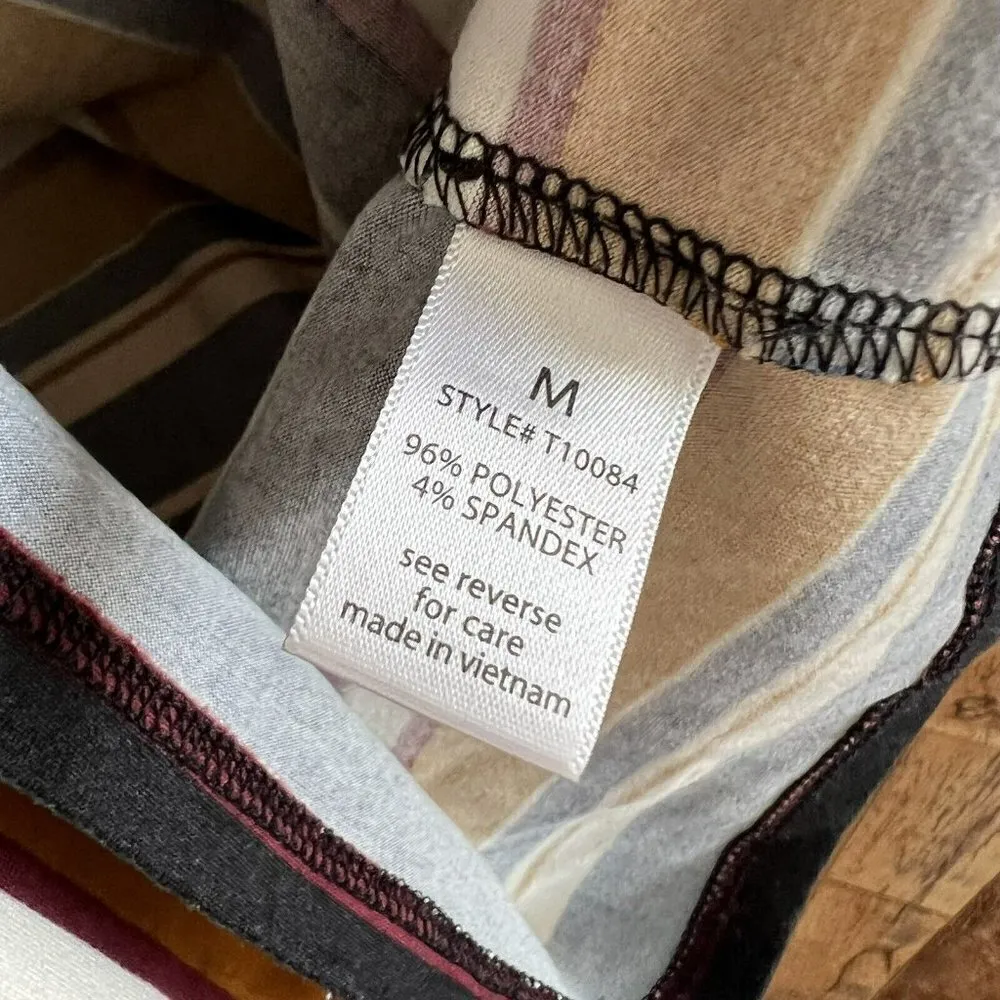 ACTIVE USA Retro crop Top shirt Sailor Striped long sleeves MEDIUM crew neck - Image 9