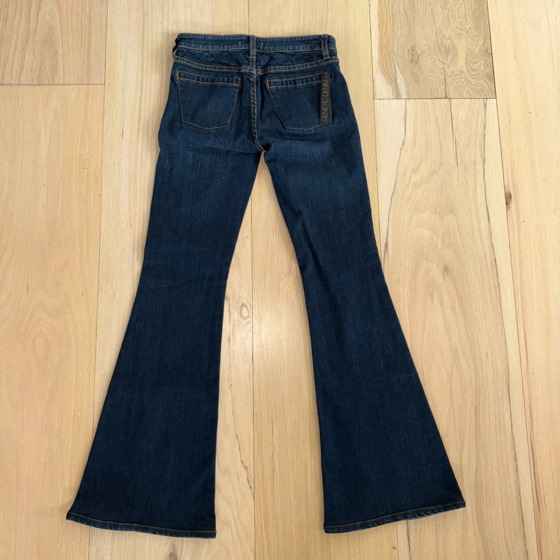 Genetic Denim The Adriane Mid-Rise Quilted Bell Jeans Dark Seafoam Size 24 NWT - Image 3