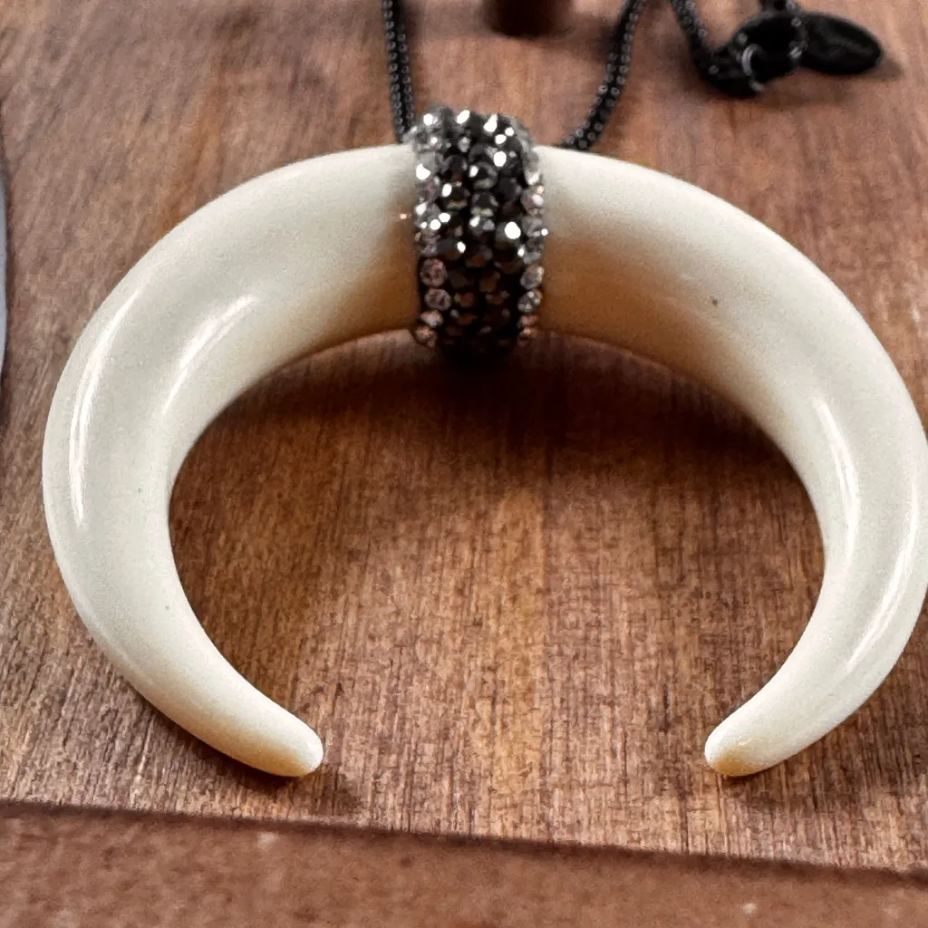 Free People Crescent Pendant Necklace with Black Chain - Image 10