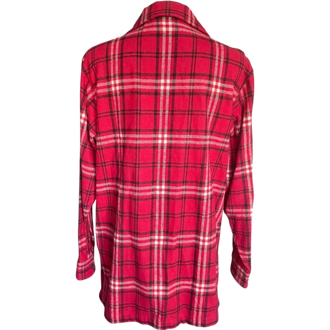 MOUNTAIN LAKE Red Plaid Flannel Full‎ Zip Shacket Size M - Image 3