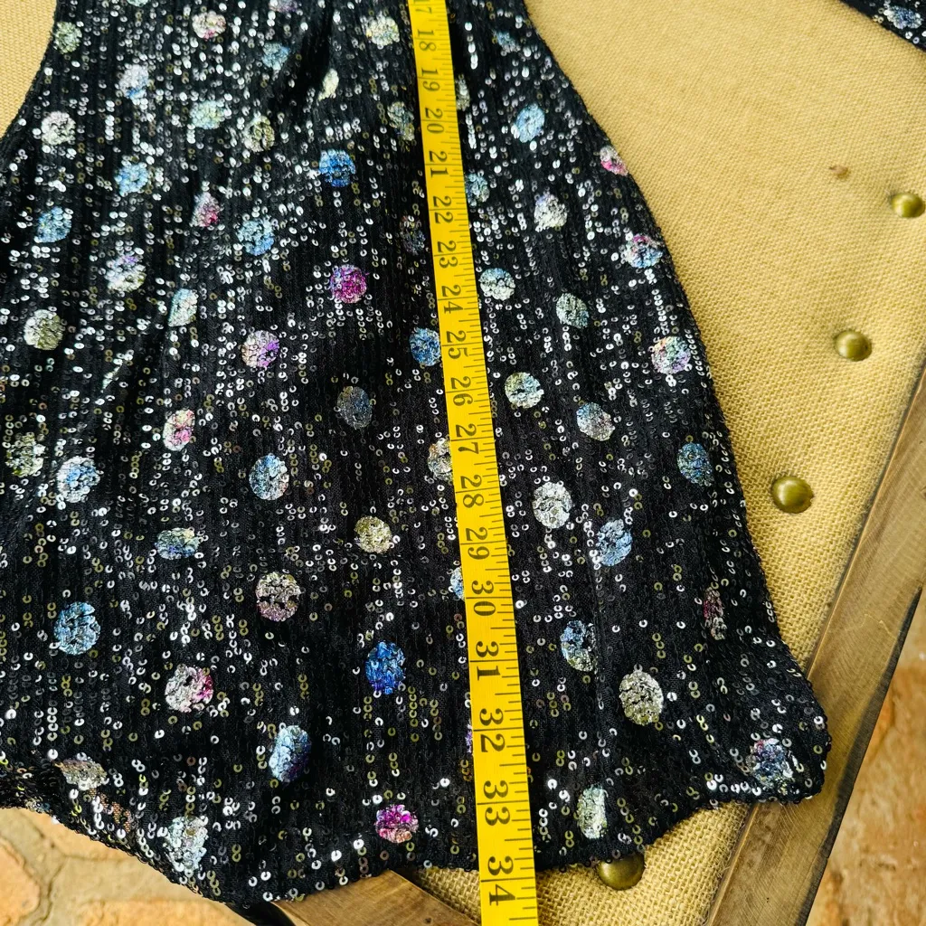 Lulus Spotlight Sparkler Black Sequin Polka Dot Backless Mini Dress Size Small - Image 9
