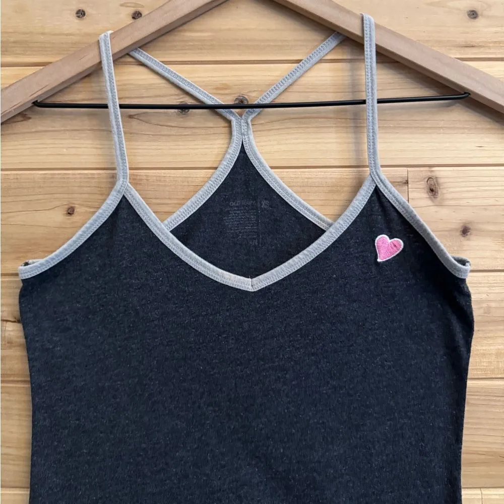 Y2K Old Navy Size XSmall Longline Tunic Racerback Embroidered Heart Tank Top - Image 6