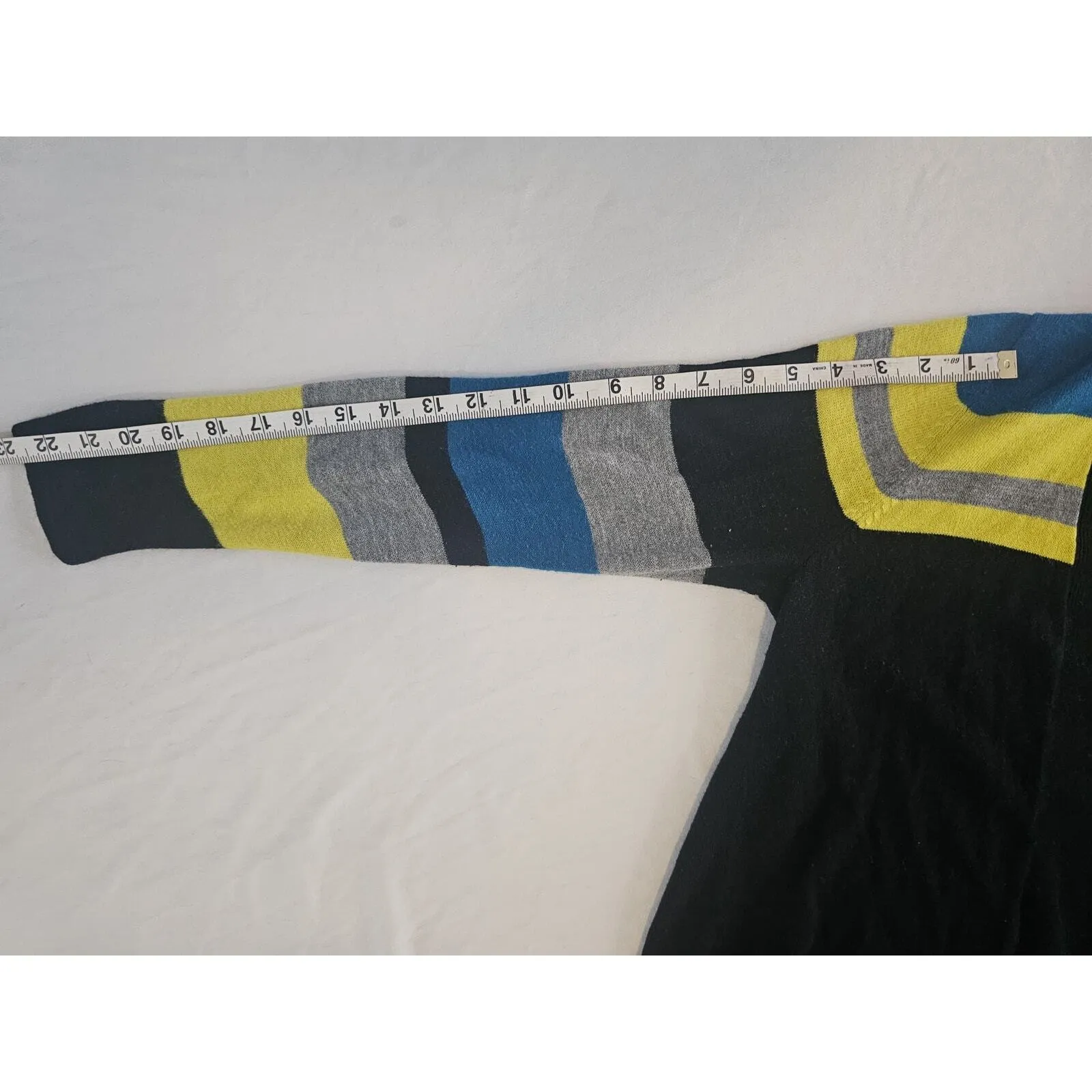 Notations Womens Open Front Tunic Cardigan Sweater Sz L Shawl Collar Striped - Image 4