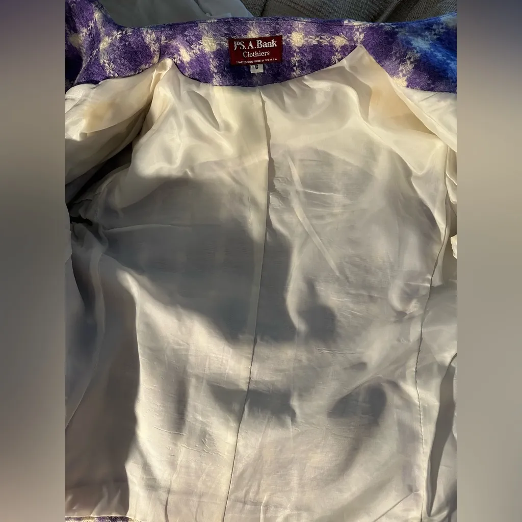 Jos A Banks Gingham Purple And White Wool Blazer - Image 9