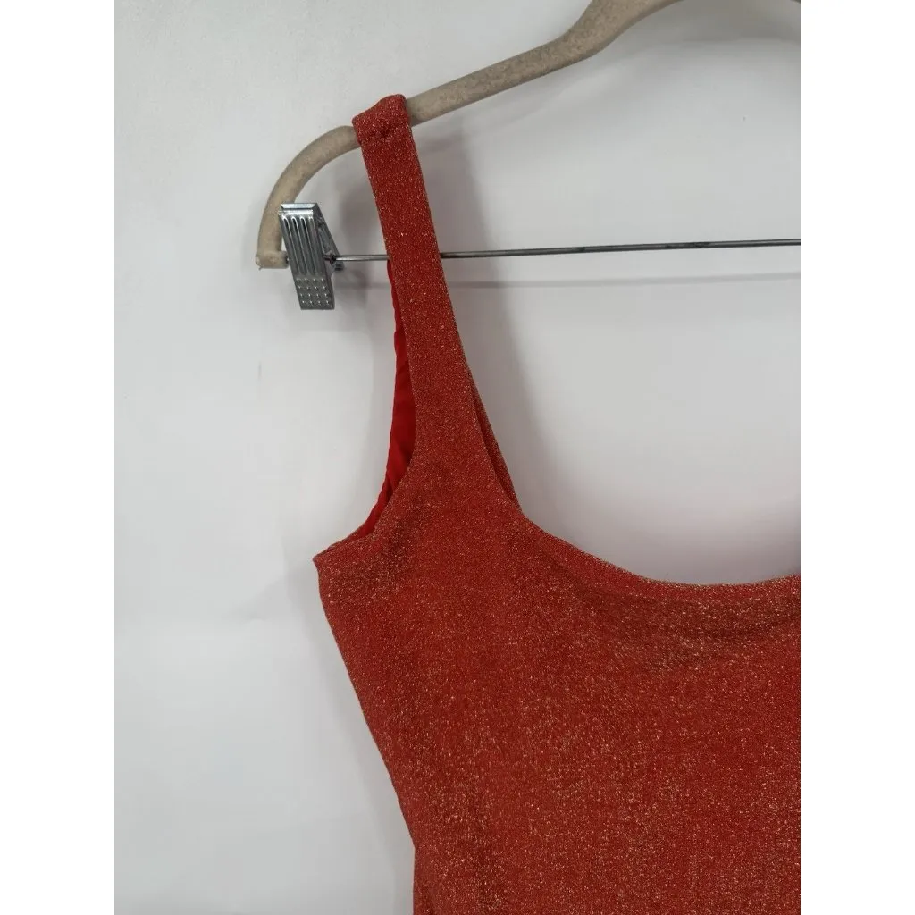 Aerie Sparkle Babewatch One Piece Cheekiest Swimsuit Women L Orange‎ Real Good - Image 6