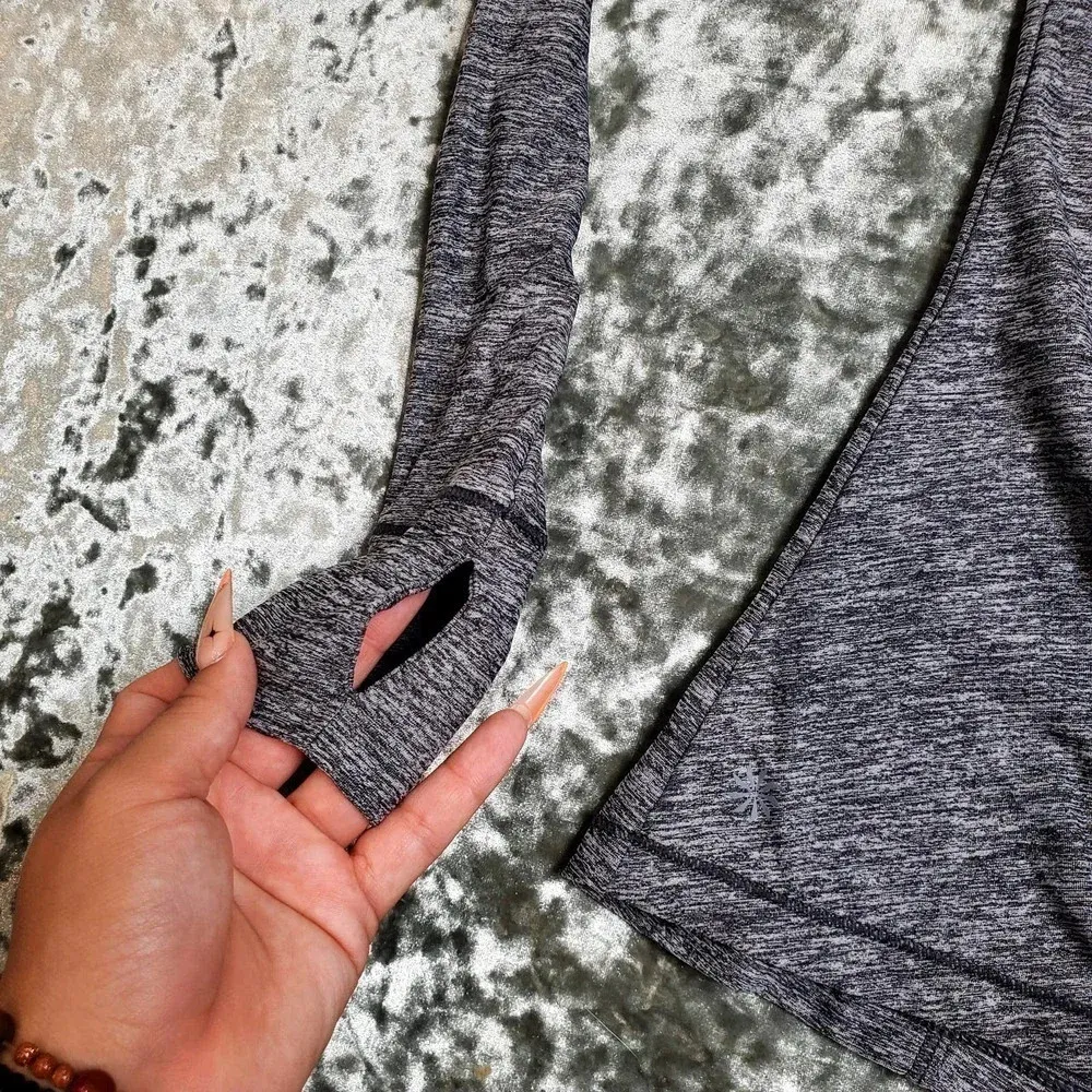 Athleta Pacifica Crosscurrent Zip Up Ruched Hoodie in Grey Space Dye - Image 3