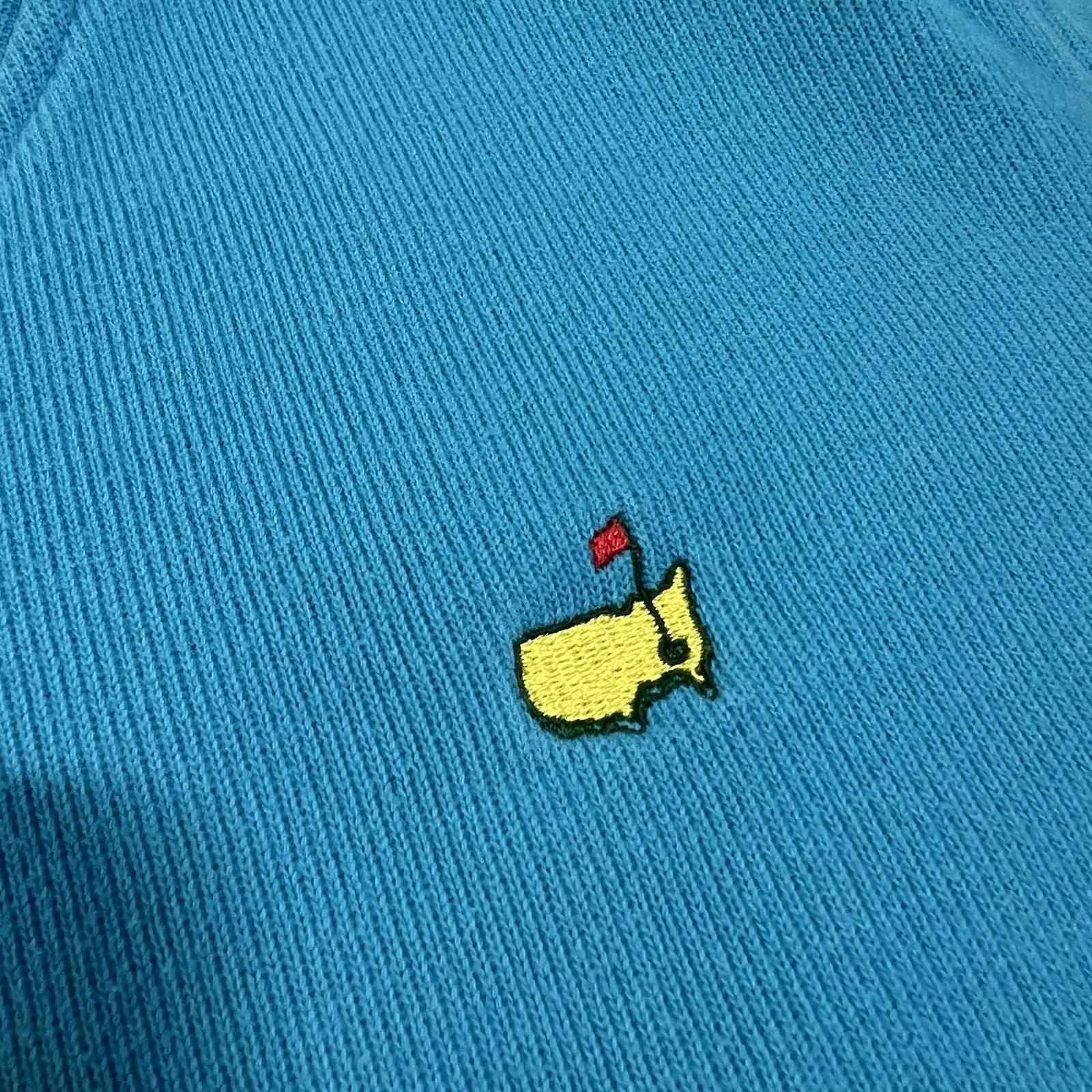 Vintage Masters Gold Sweater Womens XL Long Slv Turquoise Blue Augusta Pullover - Image 2