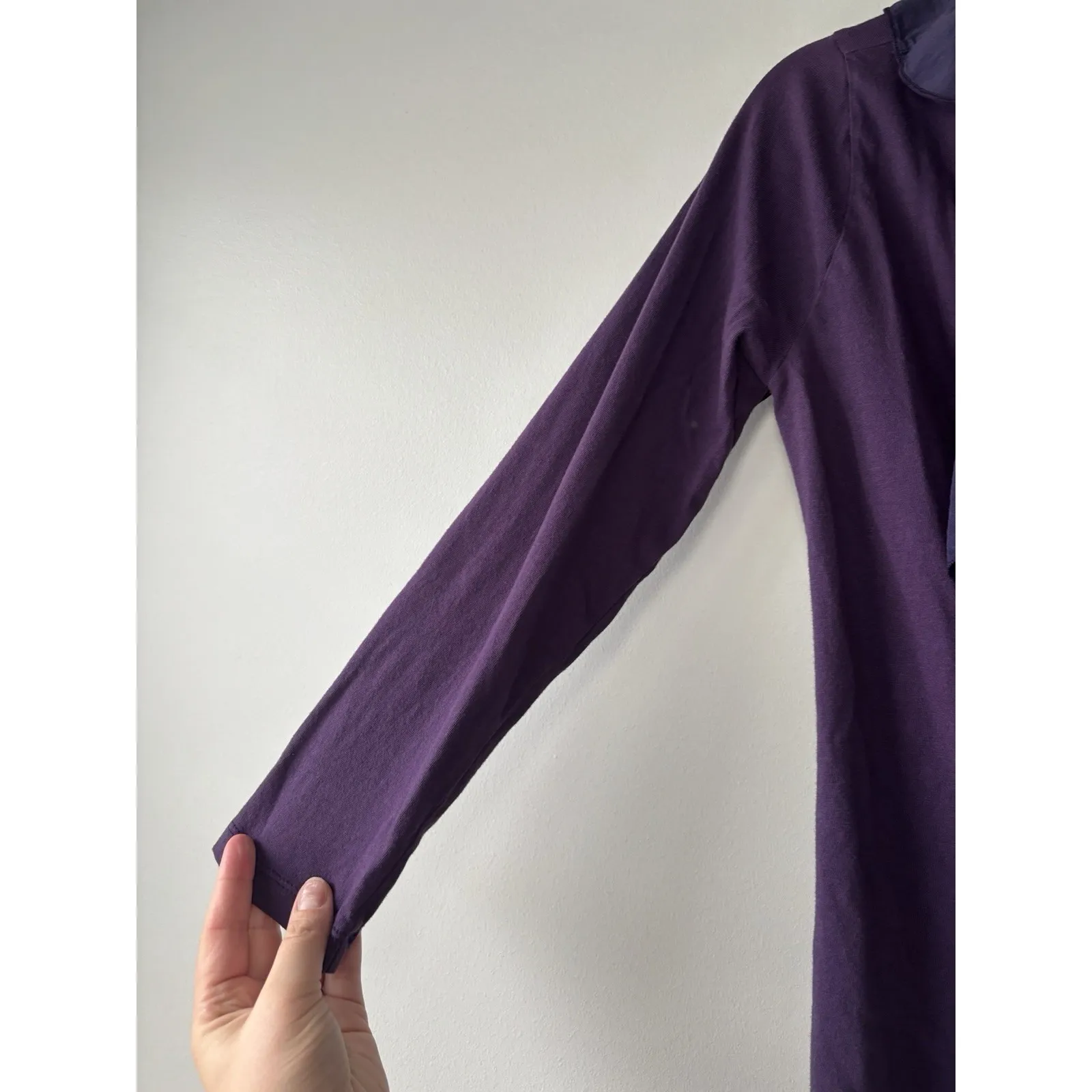 Velvet‎ Purple Y2K Flutter Faux Wrap Long Sleeve Silk Cotton Shirt Size Medium - Image 2