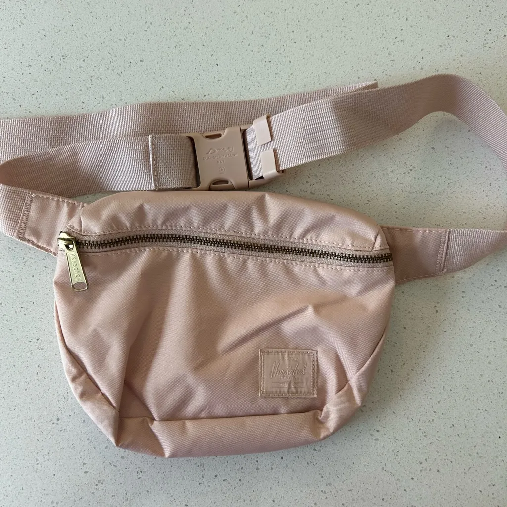 Herschel Fifteen Hip Pack Fanny Pack Crossbody Bag Pink Gold Zipper - Image 2