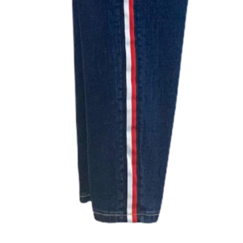 Tommy Hilfiger Tribeca Skinny 9" Mid Rise Red White Side Stripe Women's Jeans 8 - Image 9