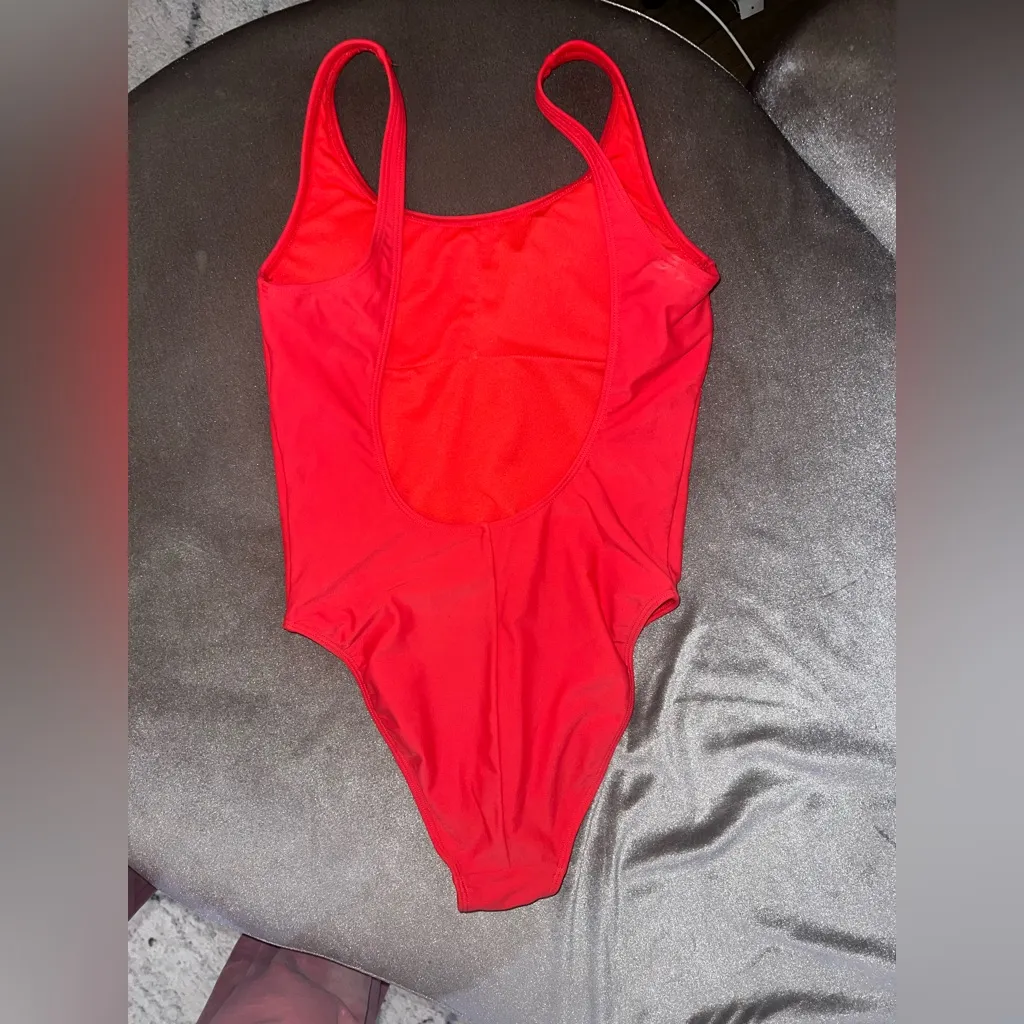Size XS Women’s Hollister one piece swimsuit high cut low back red - Image 2