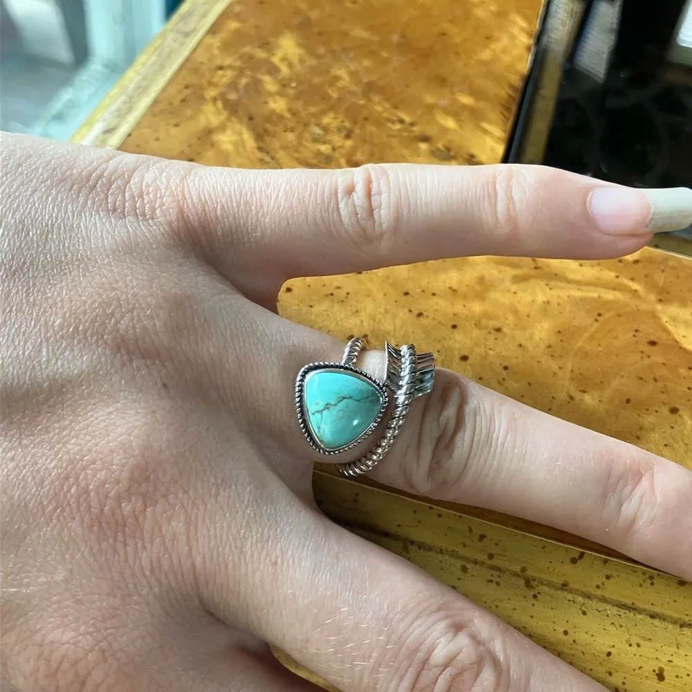 Royston Turquoise Sterling Silver Arrow Ring Size 6 - Image 3