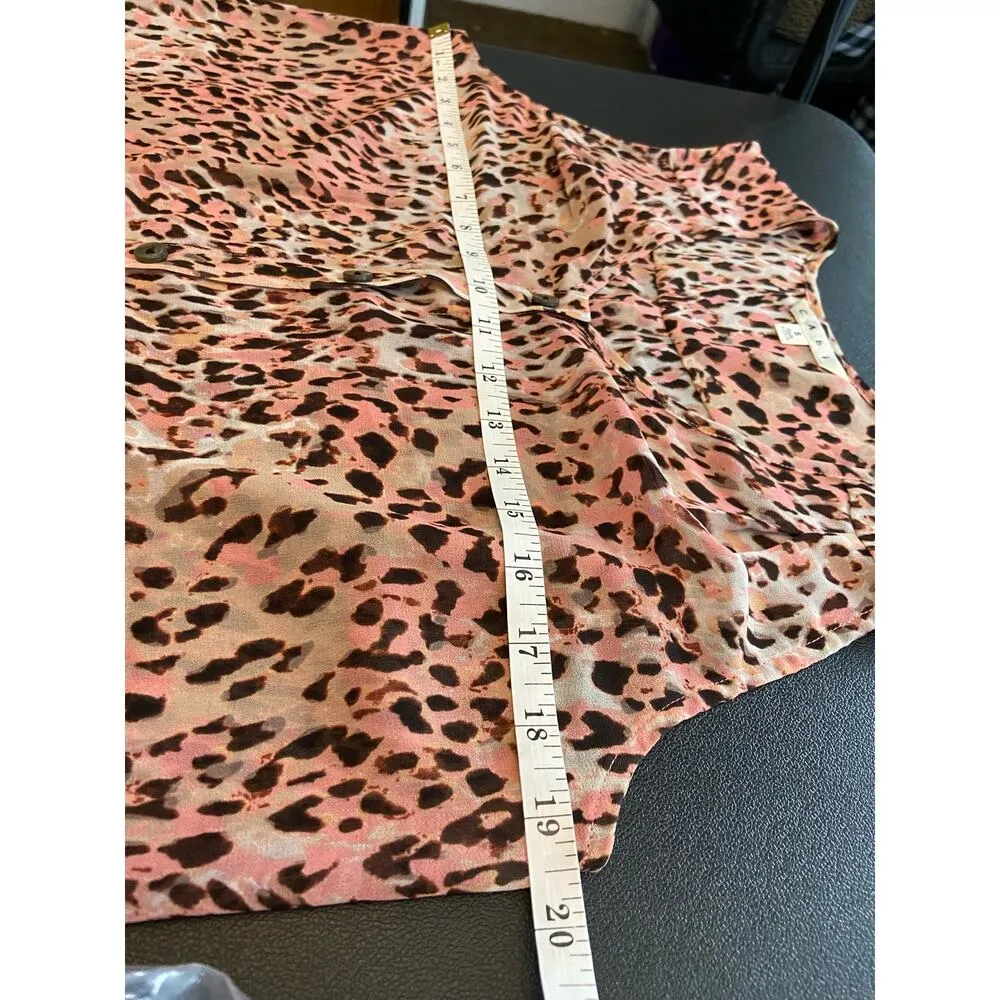 CAbi Sleeveless Button Front Blouse Top Womens S V Neck Animal Print Yoke Back - Image 7