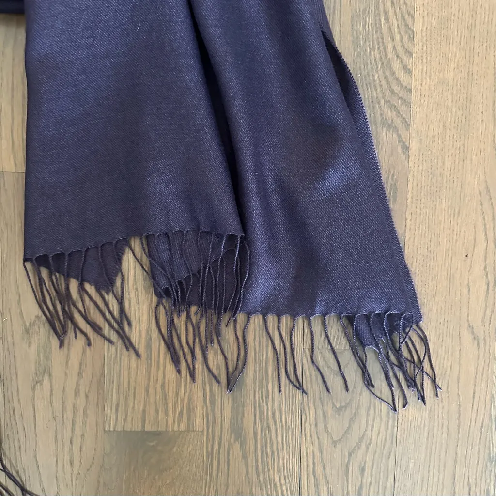 Leidi Lancetti Cashmere Silk Blend Oblong Rectangle Scarf Eggplant Purple 84"l Blue - Image 6