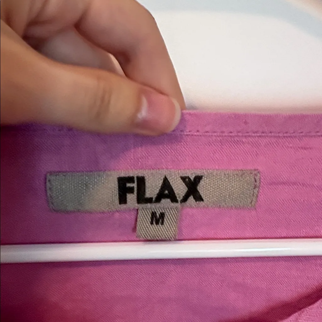 Flax Linen Pink Button Down Crop Cardigan Blouse - Image 5