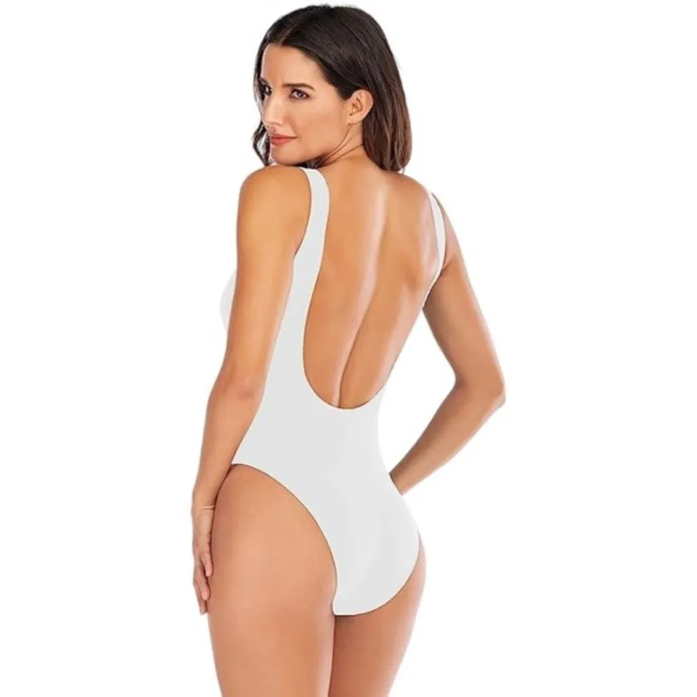 Women's Bride To Be Squad Team High Cut White Gold Swimsuit Size XL NWT #1883 - Image 2