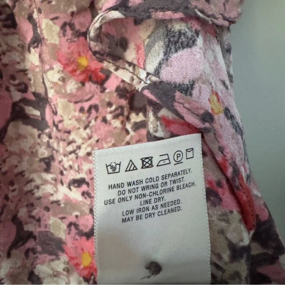 Maeve Anthropologie Cold Shoulder Top Short Sleeve Floral Print Button Keyhole S - Image 6