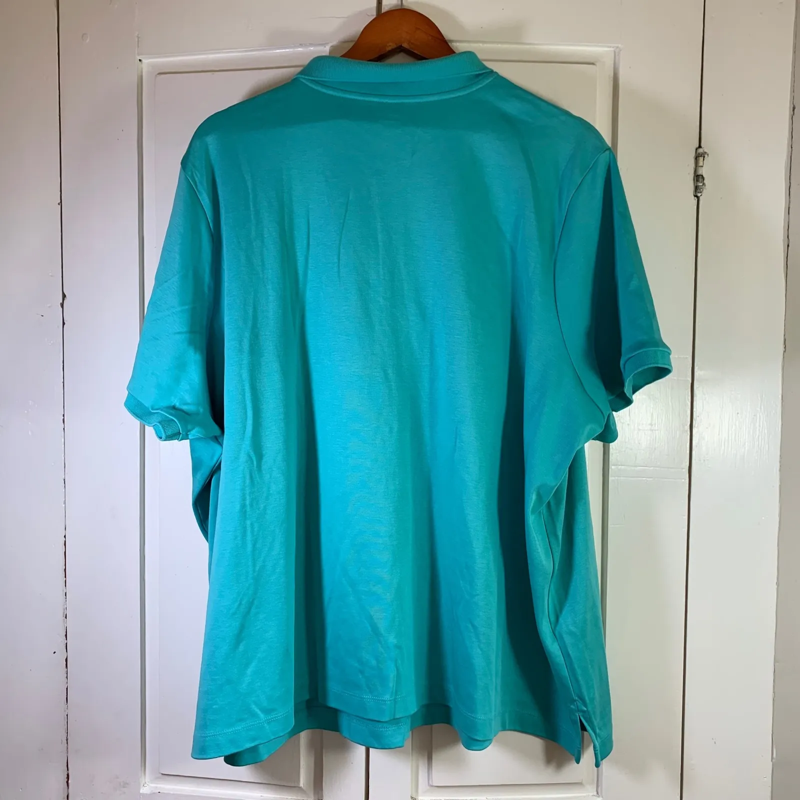 Lands' End Womens 4X Turquoise Short Sleeve Polo Shirt Top Plus Size Golf Preppy - Image 2