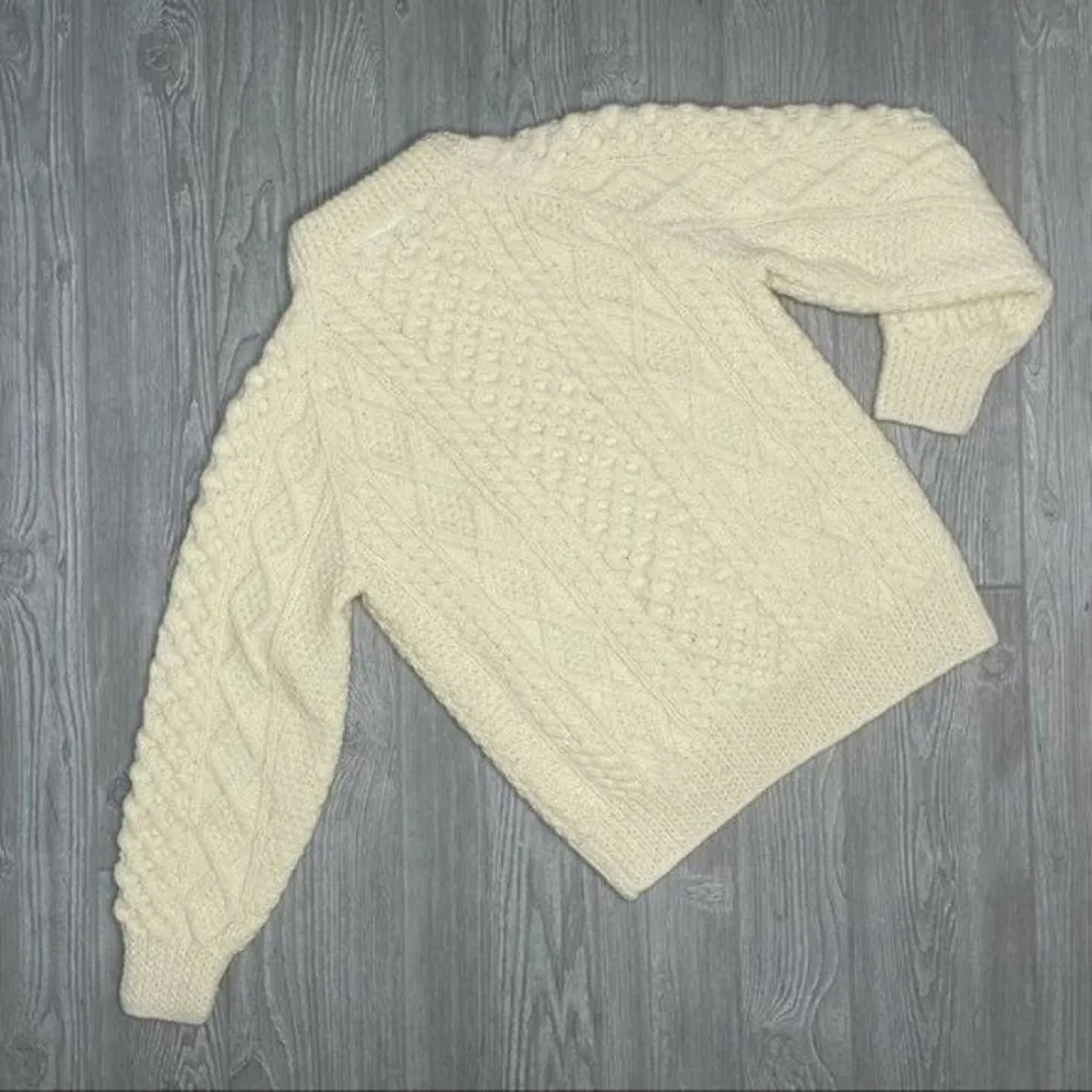 vintage john molloy knitted wool sweater corded detail cream off white medium - Image 5
