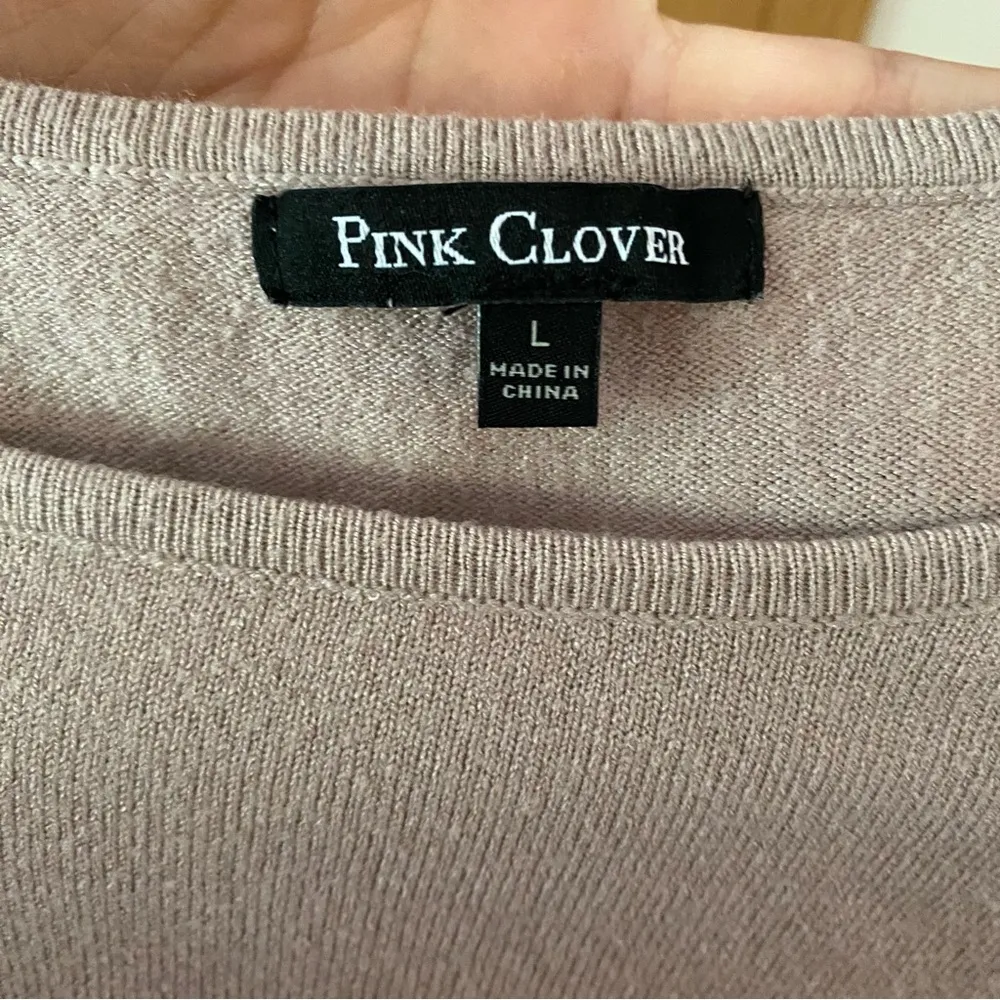 Pink Clover tan Beige Burnt Orange Long Sleeve Strip Women’s Large - Image 3