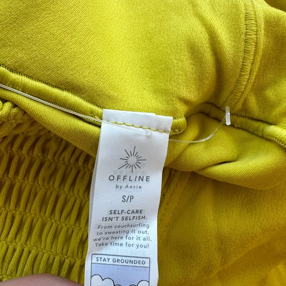 Aerie Offline Real Me Smocked High Rise Legging in Yellow/Green Size Small NWT - Image 7