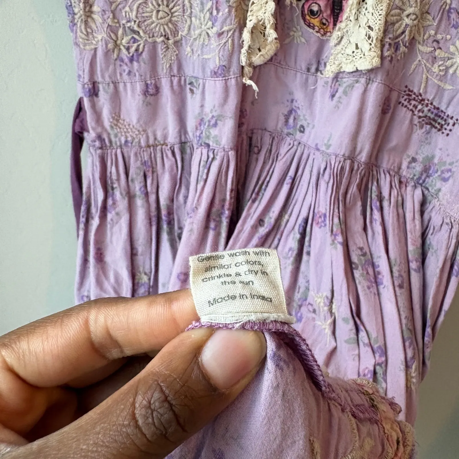 Magnolia Pearl Lavender Garden Bloom Maggie Floral Butterfly Lace Maxi Dress OS - Image 8