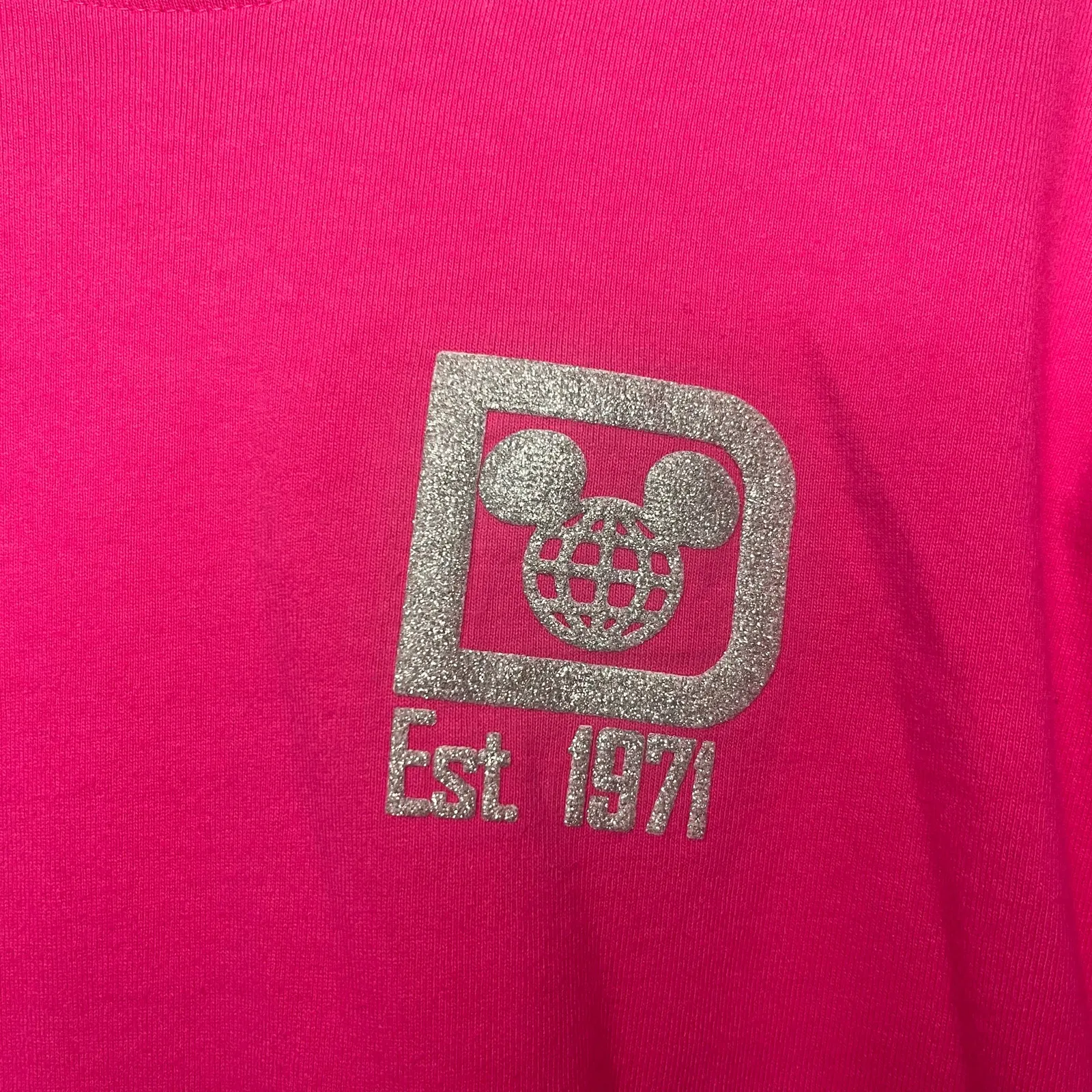 Disney Parks Pink Spirit Jersey Walt Disney World Glitter Logo Est. 1971 Sz S - Image 4