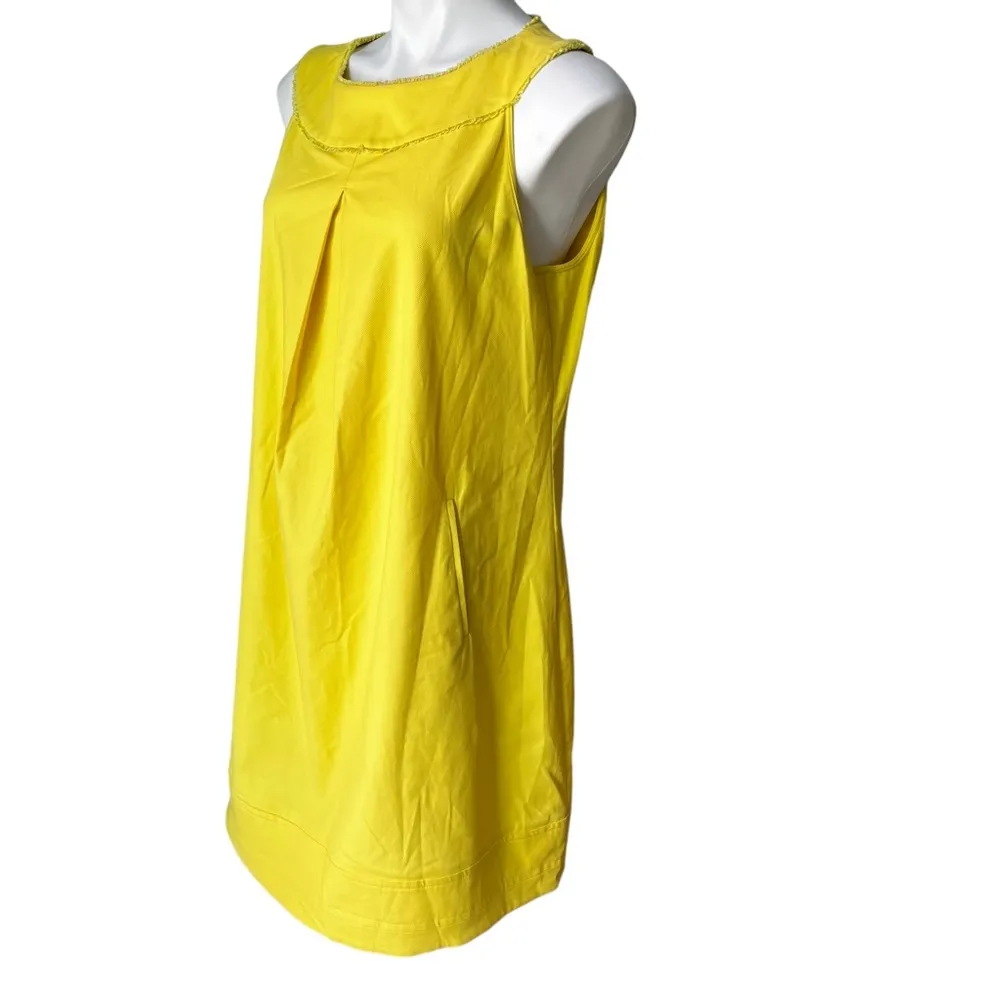 Piazza Sempione Yellow Sleeveless Smock Shift Dress with Front Pleat - Image 6