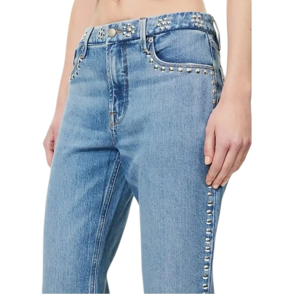 Good American Good Icon Studded Straight Jeans in Indigo895 NWT size 12/31 - Image 3