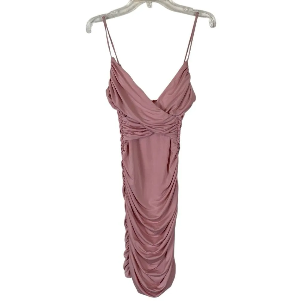 Lucy In The Sky body con ruched mini dress Women’s S rose pink surplus bust - Image 2