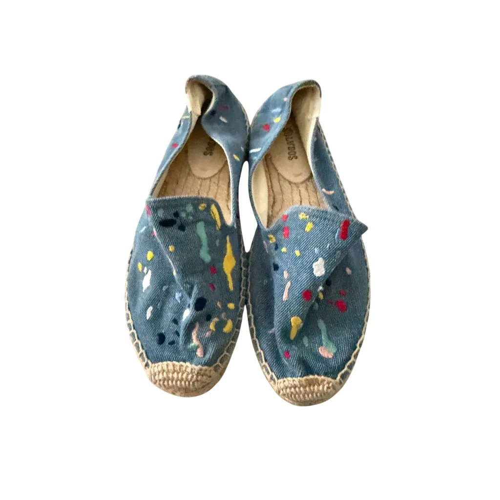 SOLUDOS Multicolor Embroidered Paint Splatter Espadrilles Flats Size 7 - Image 5