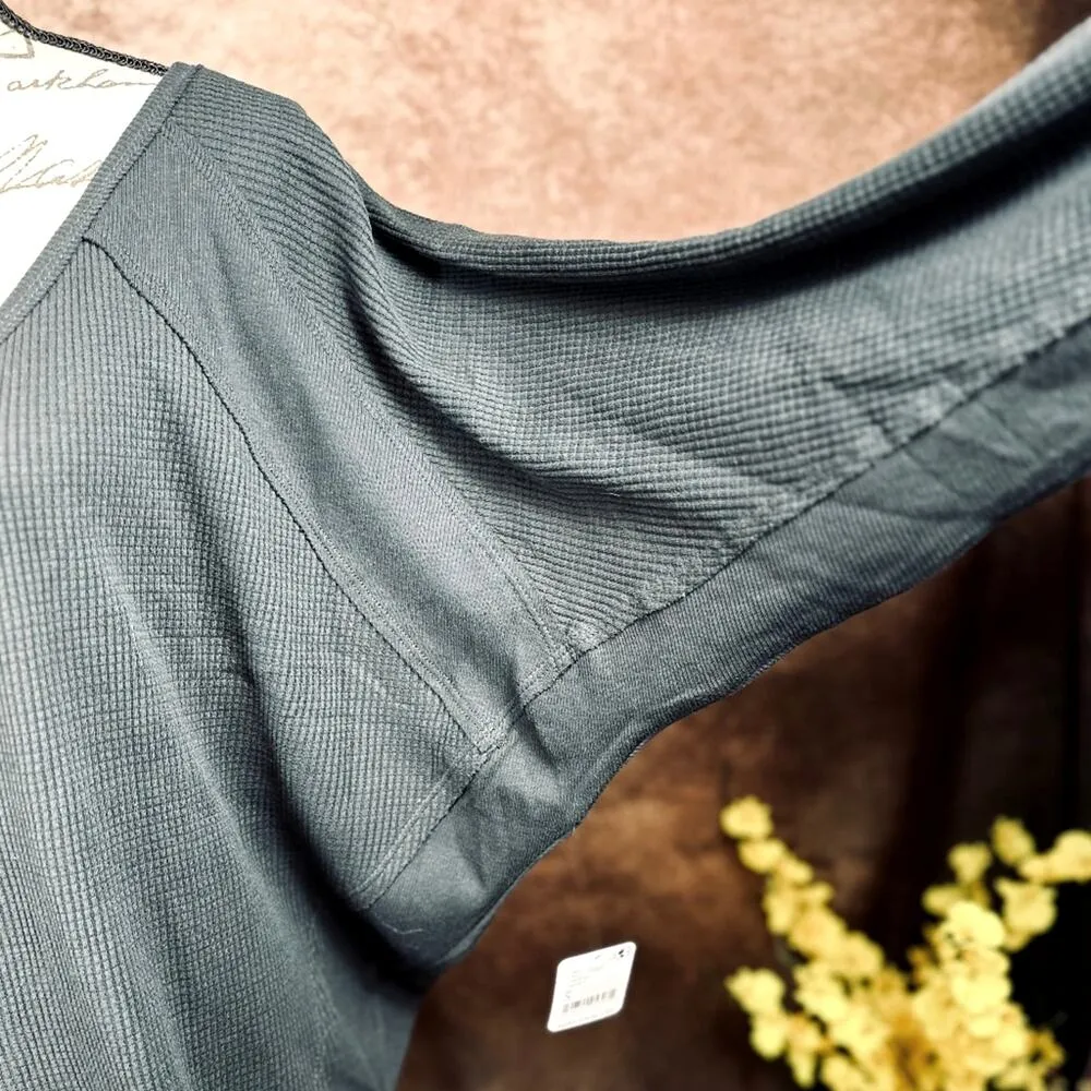 Free People Santa Clara Ribbed Oversized Top Charcoal Black S - Image 10