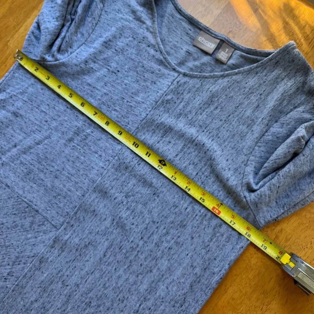 Chicos Gray Tunic Blue Flecks Cozi Soft Spaced Comfy Blouse Top, Size M - Image 7