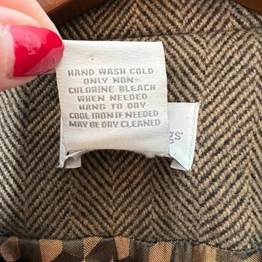 Soft Surroundings brown black herringbone metallic velvet accent coat wool small - Image 5