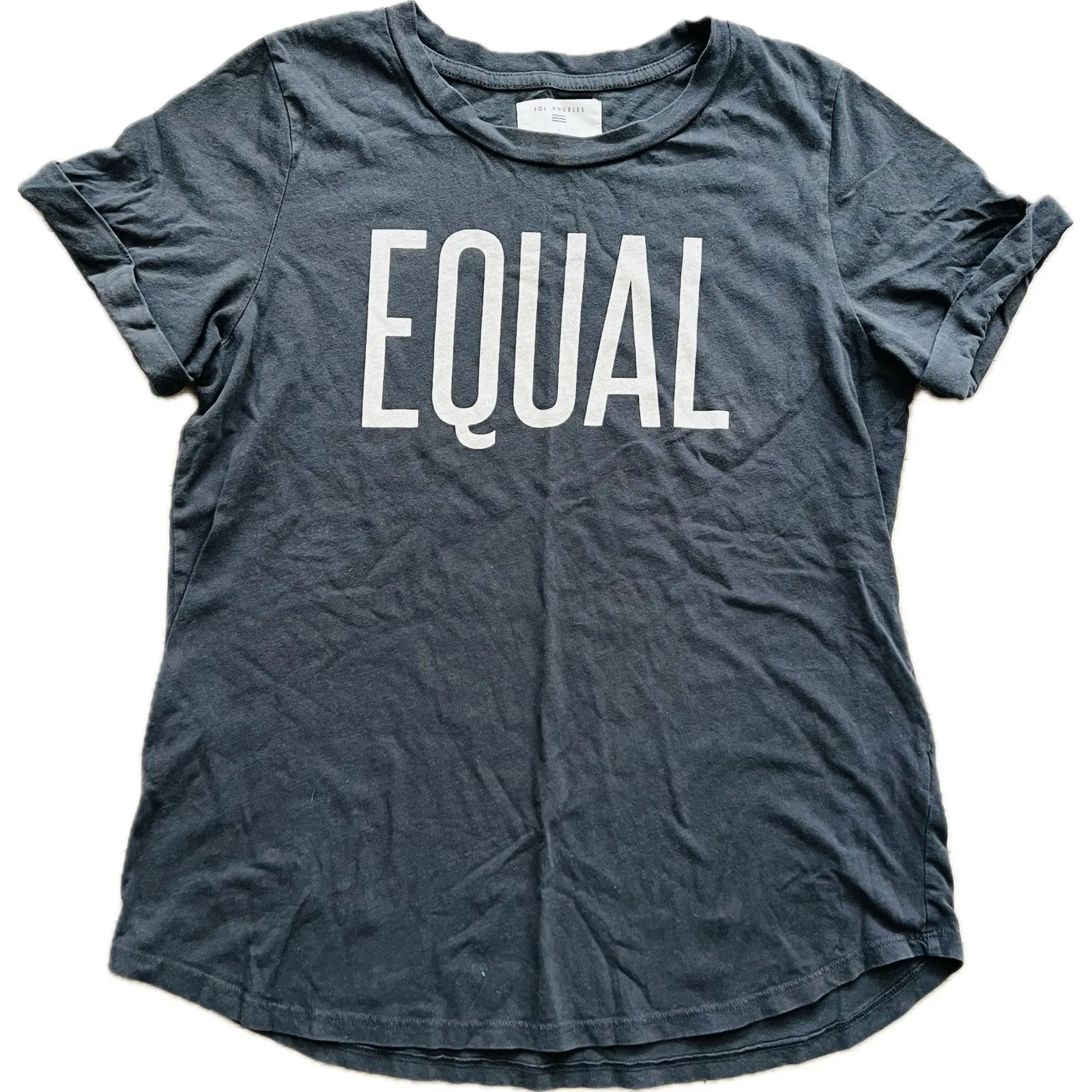 Anthropologie Sol Angeles Equal Graphic Tee "Equal" Femenist Shirt Black Medium - Image 2