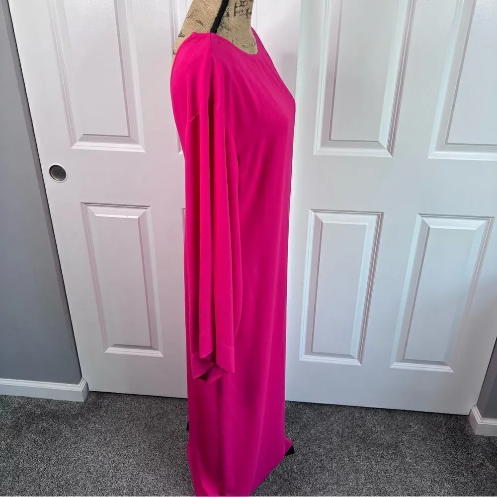 Sz 8 Geoffrey Henning (Nordstrom) Pink Open Back Kimono Sleeve Maxi Dress - Image 3
