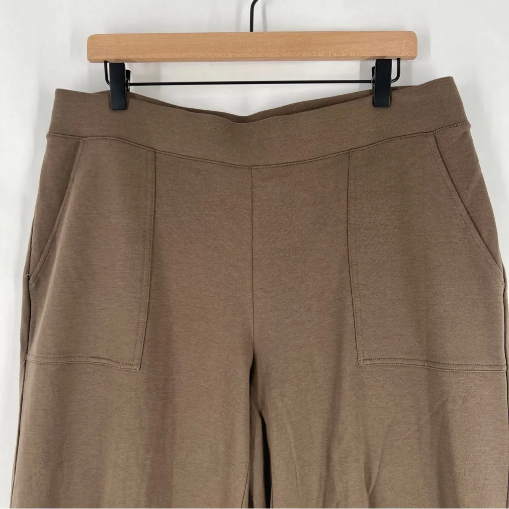 Pure J. Jill Women's Soft Pima Cotton Brown Cropped Wide Leg Pull On Pants 1X - Image 2
