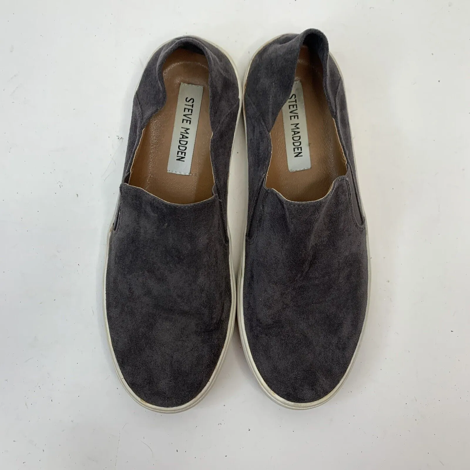 Steve Madden Sz 8 Loafer Fayna Slip On Dark Gray Vegan Suede Fabric Shoe Casual - Image 8