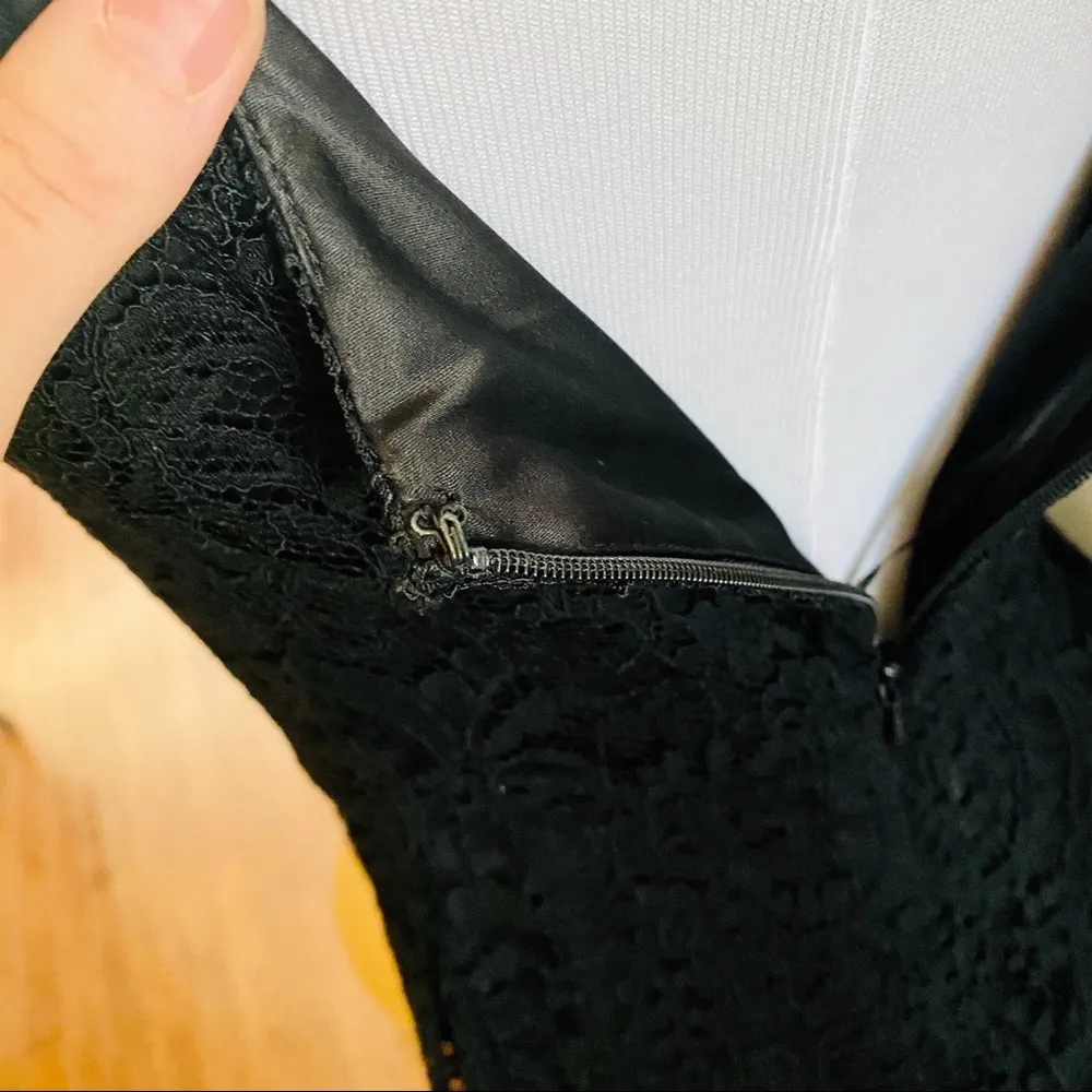 Express Black Lace Skater Dress with Silver Front Zipper - Image 5