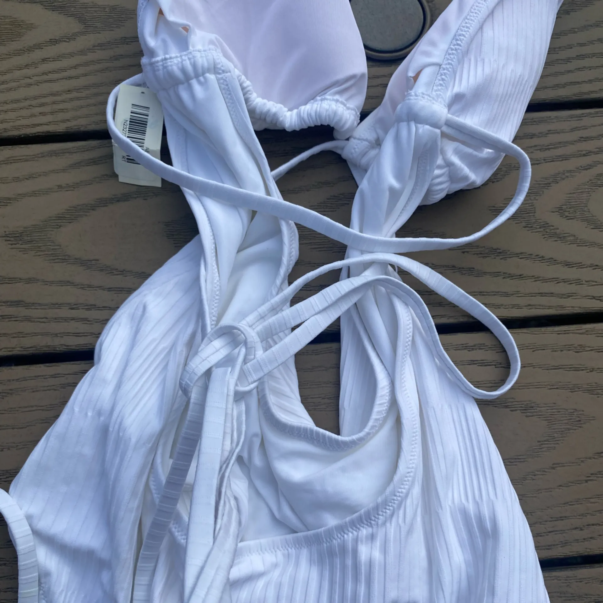 NWT aerie white one piece cheeky ribbed XL cut out strappy - Image 9