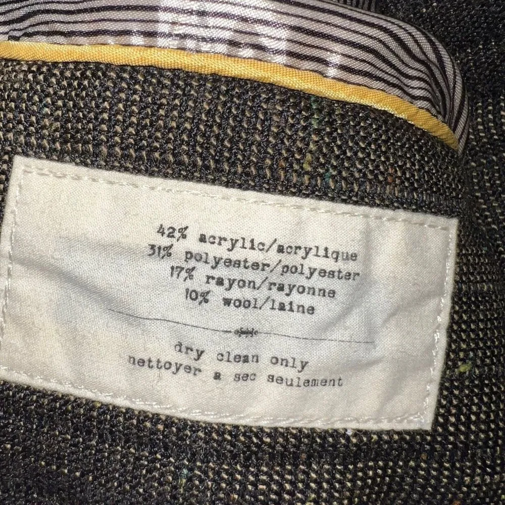 Anthropologie Cartonnier  Brown Tweed Military Style Blazer Jacket Size 4 - Image 5